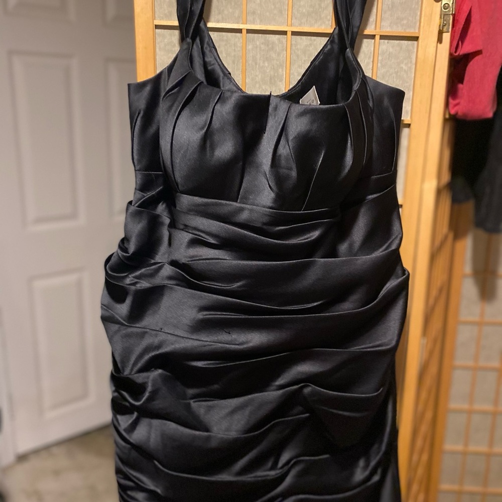 Black stitch pleated off the shoulder Bill Levkoff